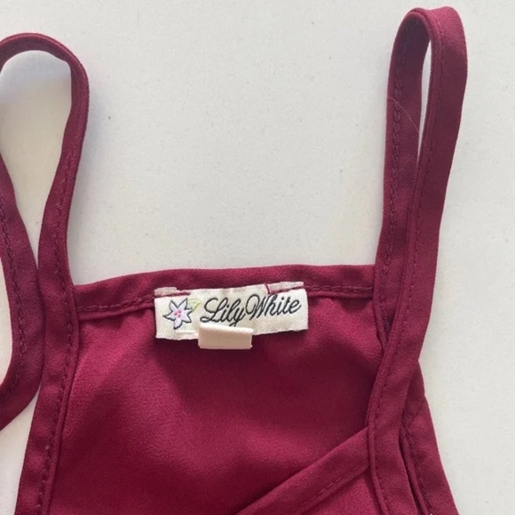 Lily White | Y2K Made In USA Burgundy Wrap V-Neck Spaghetti Strap Top, Size S - Picture 6 of 8